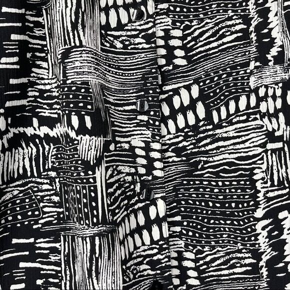 Notations Black and White Print Button Down Blouse - Picture 6 of 14